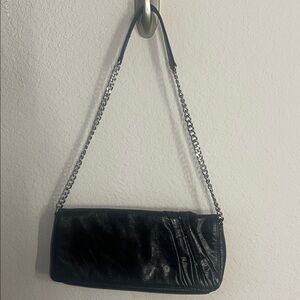 Hobo International Black Leather Chain Shoulder Bag – Floral Interior